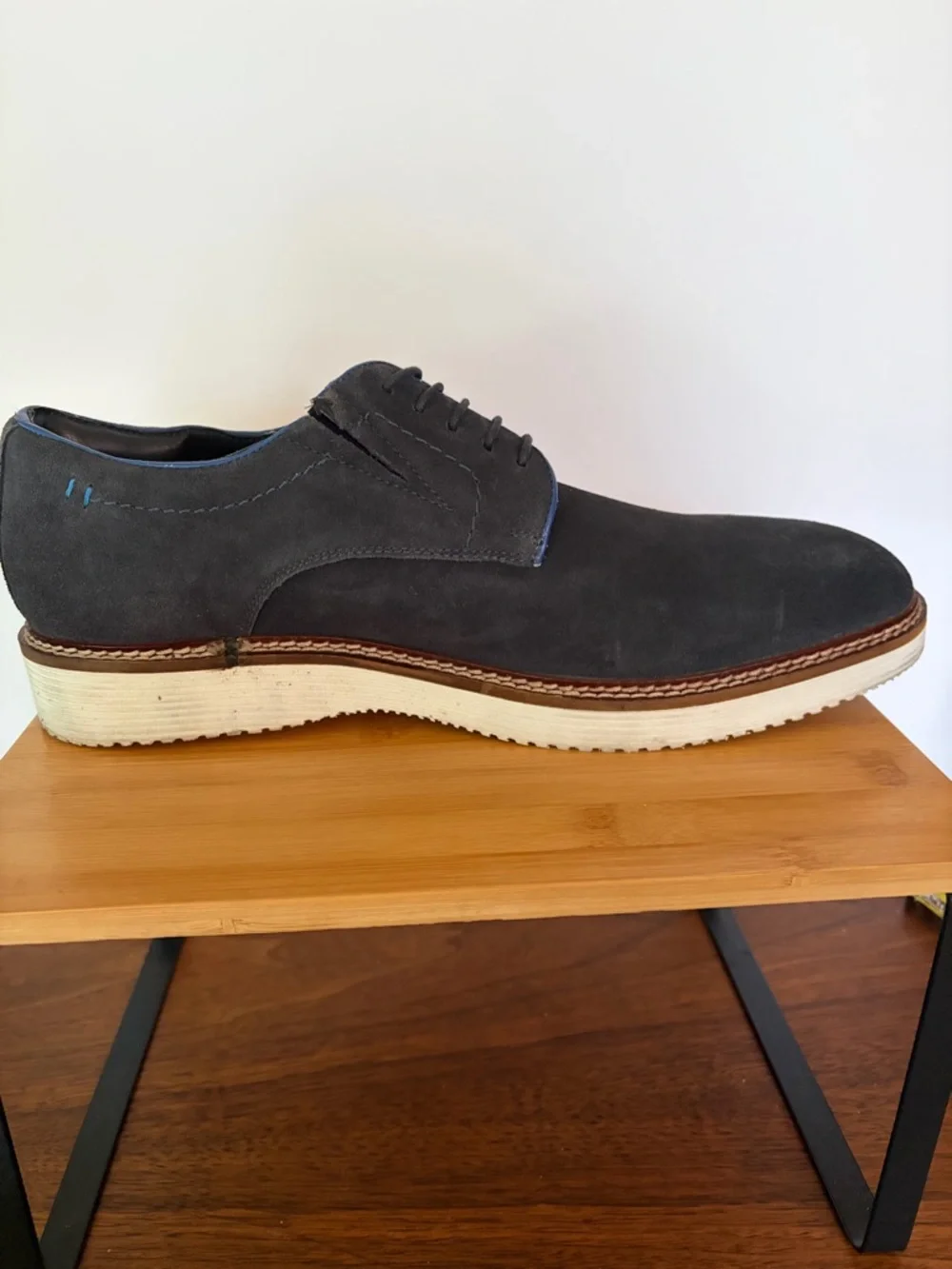 Thomas & Vine Men’s 10.5 Seneca Plain Toe Navy Suede Oxford Shoes. Comfort Foam